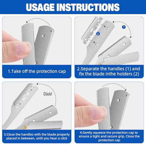 MAYCREATE® Barber Straight Razor, Barber Face Hair Razor Facial Razor, Stainless Steel Folding Beauty Shaver with 10 Replacement Razor Blades MAYCREATE® Barber Straight Razor, Barber Face Hair Razor Facial Razor, Stainless Steel Folding Beauty Shaver with 10 Replacement Razor Blades